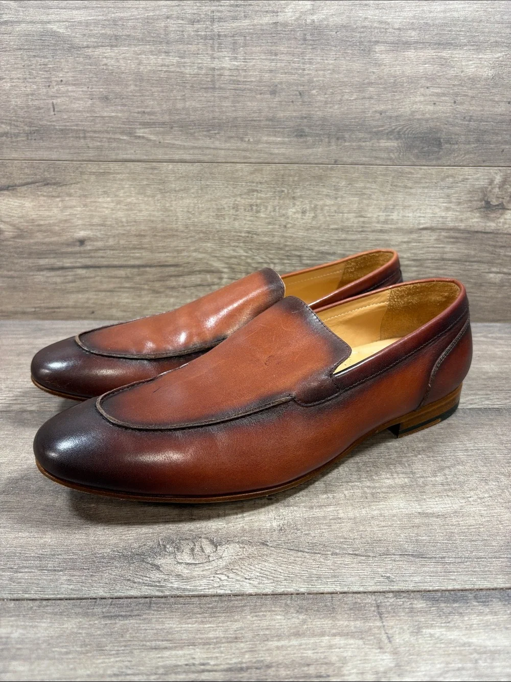 Curatore Venetian Loafers Brown Burnished Leather Mens Size 10